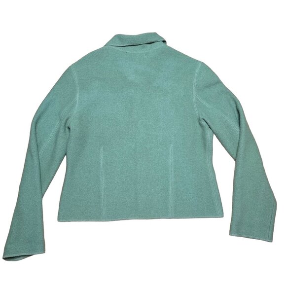 Herman Geist Womens 100% Wool Sweater Large Green Button Front Collared Classic - Picture 5 of 5